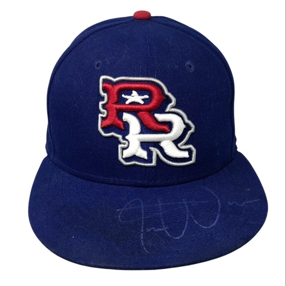 Round Rock Express Hat Cap Size 7 Blue New Era 59Fifty MiLB Baseball Signed #35 - Picture 1 of 8